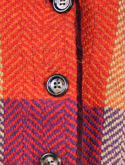 Emma Tweed Herringbone Coat - Donegal Red - buttons 