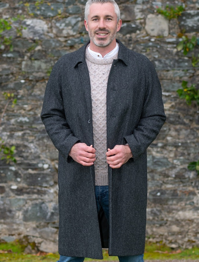 Sean Tweed Herringbone Coat - Grey Herringbone - 