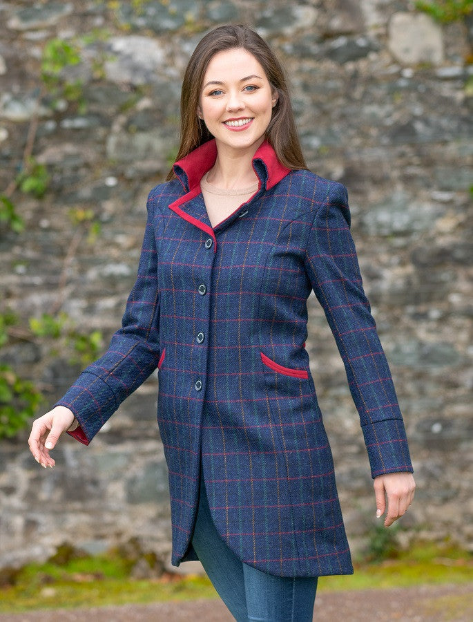 Sinead Tweed Coat - Primary Navy 