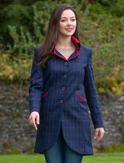 Sinead Tweed Coat - Primary Navy 