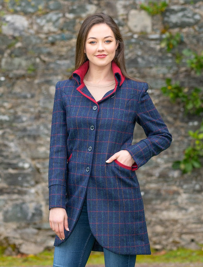Sinead Tweed Coat - Primary Navy 