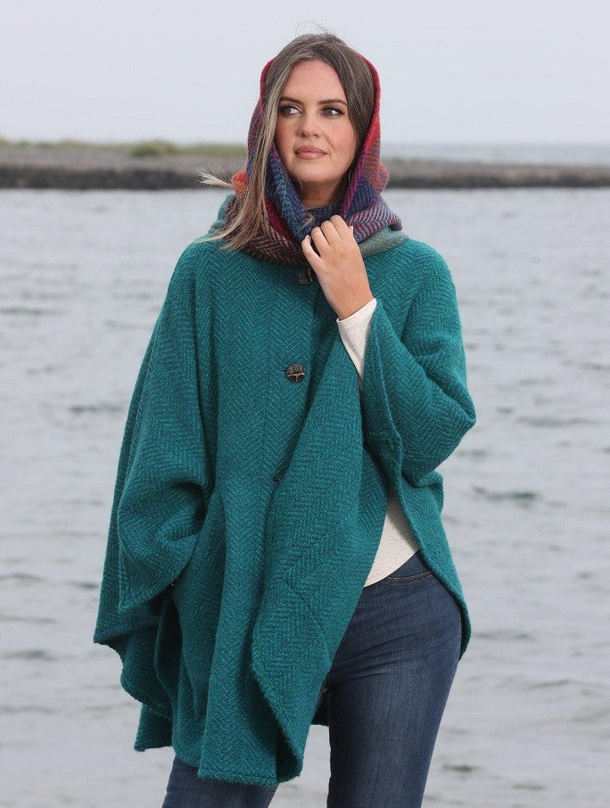 Tina Hooded Swing Cape - Killybegs Jade 
