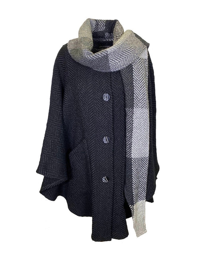 Tina Hooded Swing Cape - Natural Black 
