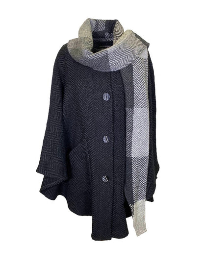 Tina Hooded Swing Cape - Natural Black 