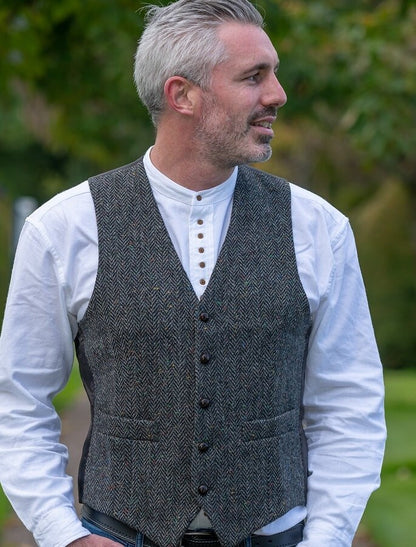 Donegal Tweed Waistcoat - Charcoal 