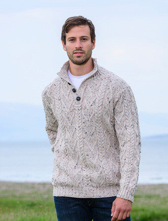 Buttoned Merino Wool Sweater - Oatmeal 