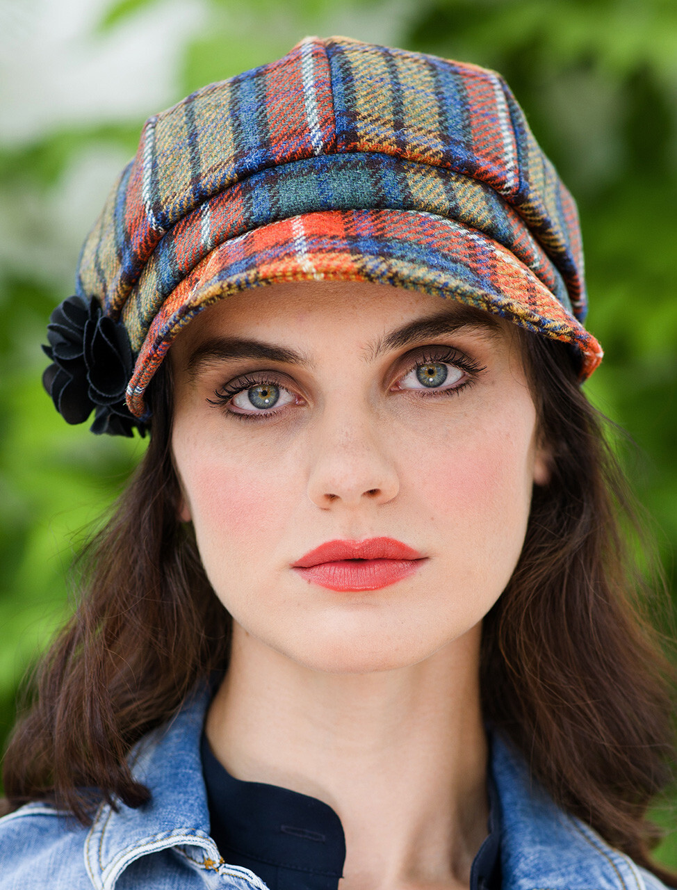 Ladies Tweed Newsboy Hat - Summer Plaid Mucros Weavers