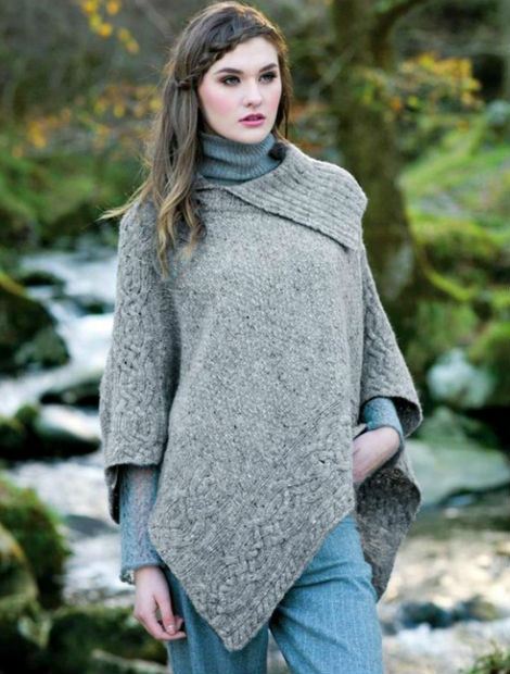 Woolen Poncho - Irish Wool Aran Poncho